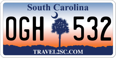 SC license plate OGH532