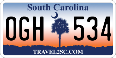 SC license plate OGH534
