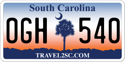 SC license plate OGH540