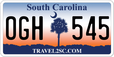 SC license plate OGH545