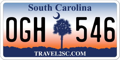 SC license plate OGH546
