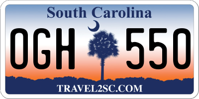 SC license plate OGH550