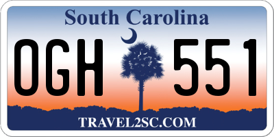 SC license plate OGH551