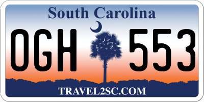 SC license plate OGH553