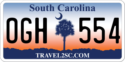 SC license plate OGH554