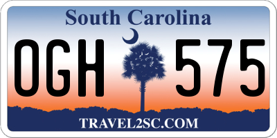 SC license plate OGH575