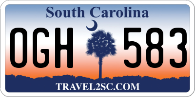 SC license plate OGH583