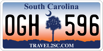 SC license plate OGH596