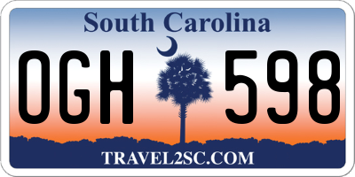 SC license plate OGH598