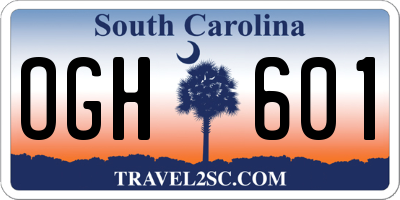 SC license plate OGH601