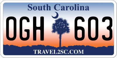SC license plate OGH603