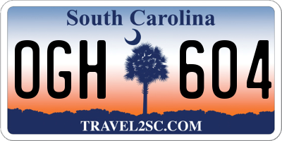 SC license plate OGH604
