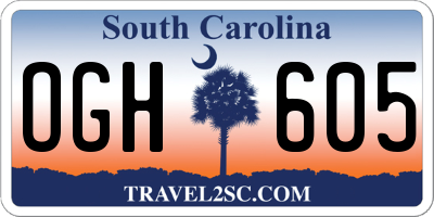 SC license plate OGH605