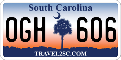 SC license plate OGH606