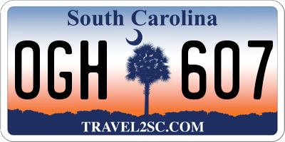 SC license plate OGH607