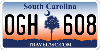 SC license plate OGH608