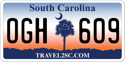 SC license plate OGH609