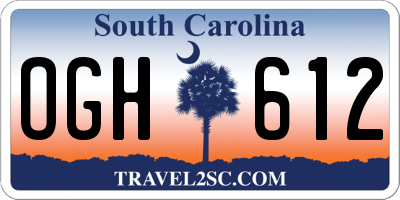 SC license plate OGH612