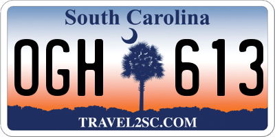 SC license plate OGH613