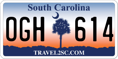 SC license plate OGH614