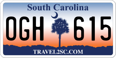 SC license plate OGH615