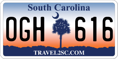 SC license plate OGH616
