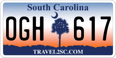 SC license plate OGH617