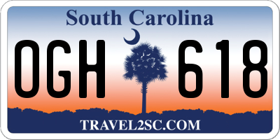 SC license plate OGH618