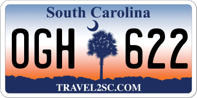 SC license plate OGH622
