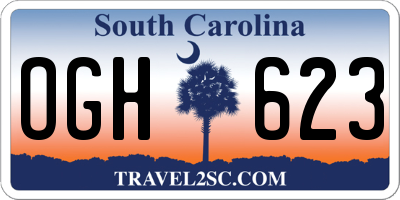 SC license plate OGH623