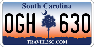 SC license plate OGH630