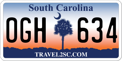 SC license plate OGH634