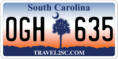 SC license plate OGH635