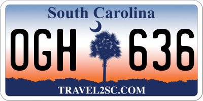 SC license plate OGH636