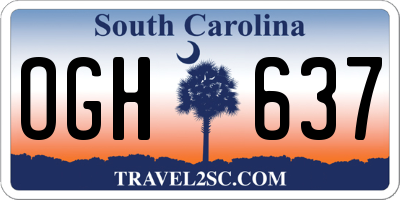 SC license plate OGH637