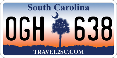 SC license plate OGH638