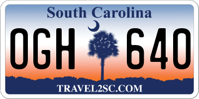 SC license plate OGH640