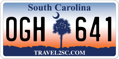 SC license plate OGH641