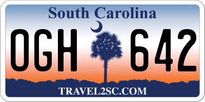 SC license plate OGH642
