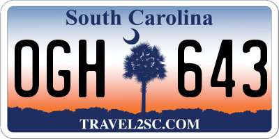 SC license plate OGH643