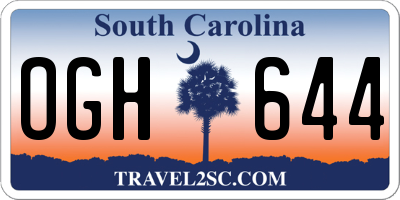 SC license plate OGH644