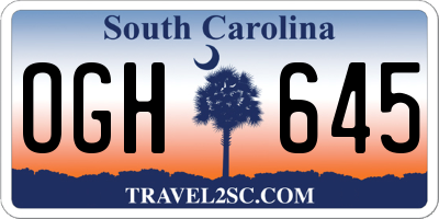 SC license plate OGH645