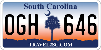 SC license plate OGH646