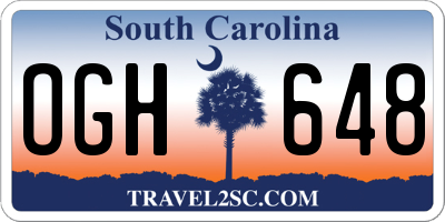 SC license plate OGH648