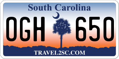 SC license plate OGH650