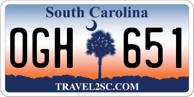 SC license plate OGH651