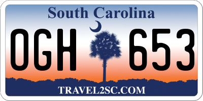 SC license plate OGH653