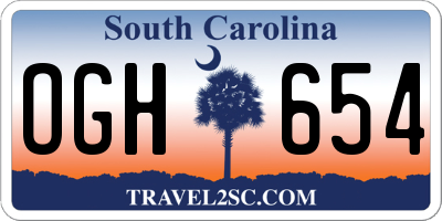 SC license plate OGH654