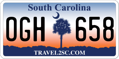 SC license plate OGH658