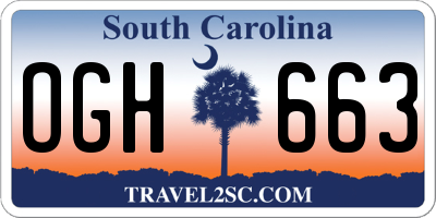 SC license plate OGH663